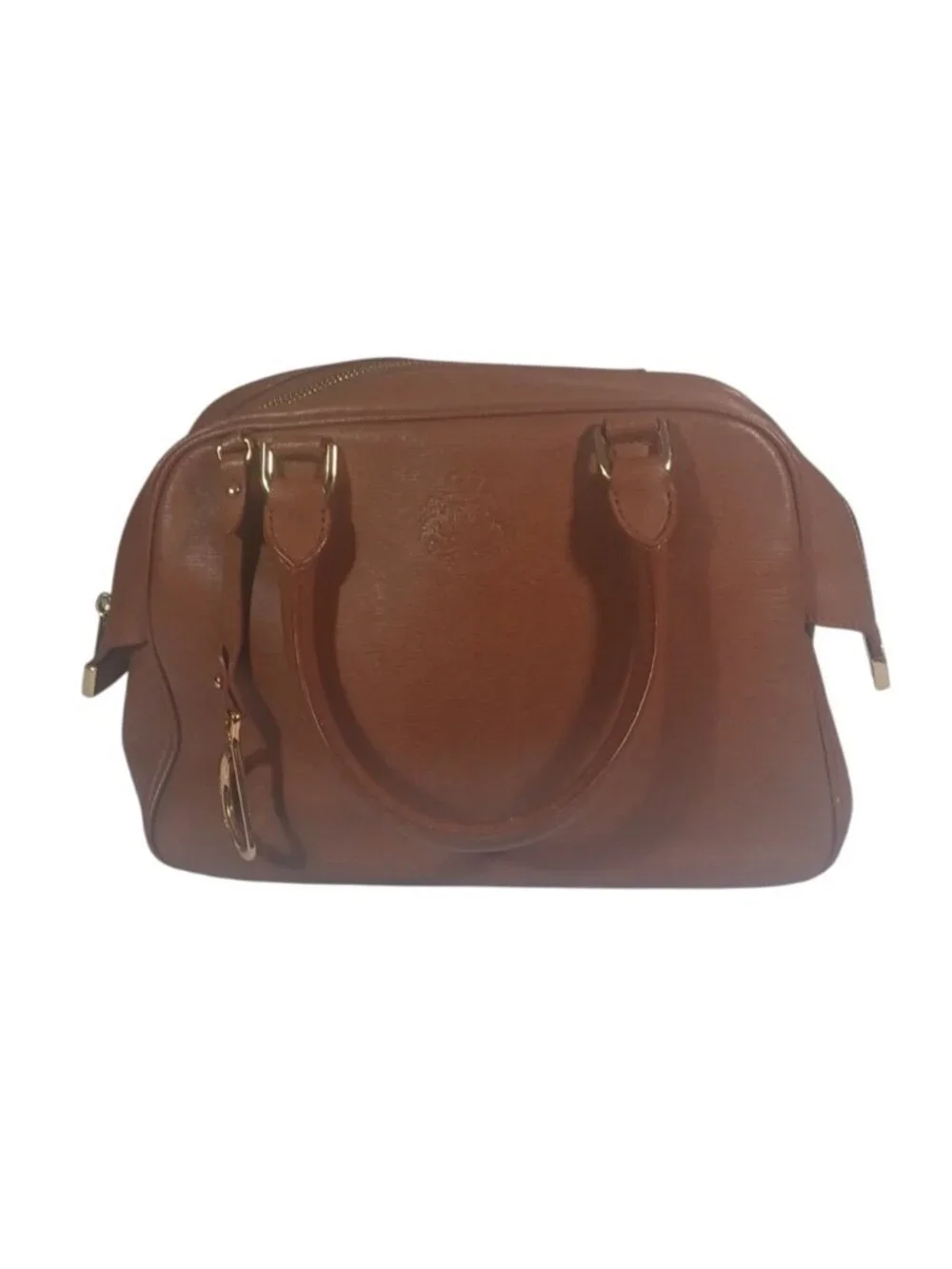 VTG Lauren Ralph Lauren Satchel Handbag Carmel Brown & Gold Sloan Street Dome